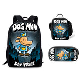 Dog Man  Schoolbag Backpack Lunch Bag Pencil Case 3pcs Set Gift for Kids Students